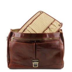 Leather Multi Compartment TL SMART Briefcase With Flap