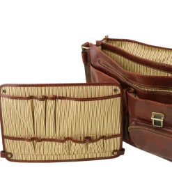 Leather Multi Compartment TL SMART Briefcase With Front Pockets