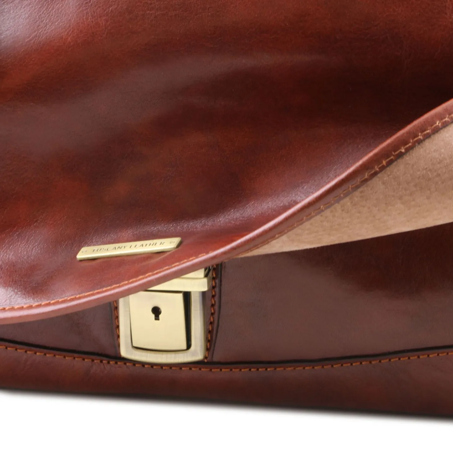 Leather Multi Compartment TL SMART Briefcase With Flap