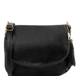 Soft Leather Shoulder bag With Tassel Detail