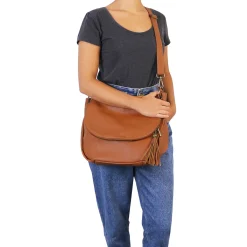 Soft Leather Shoulder bag With Tassel Detail