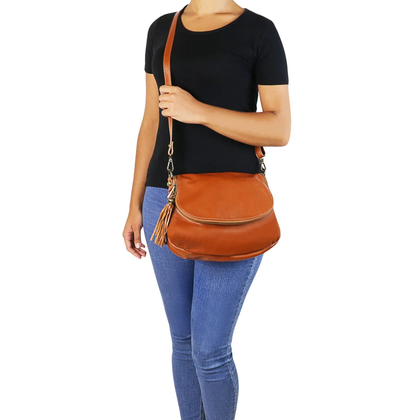 Soft Leather Shoulder bag With Tassel Detail