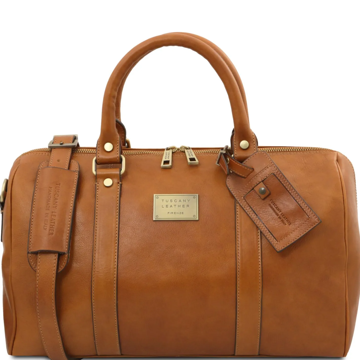 Travel Leather Duffle bag With Pocket on the Back Side - Small Size