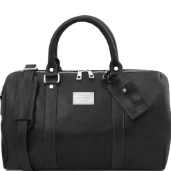 Travel Leather Duffle bag With Pocket on the Back Side - Small Size