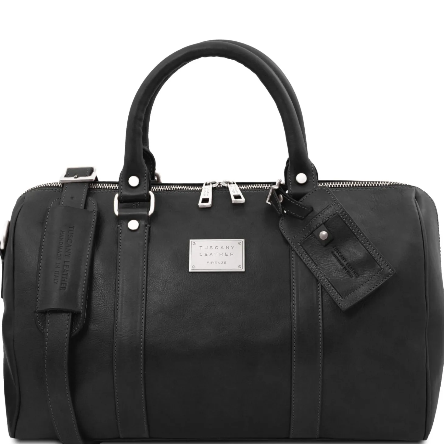 Travel Leather Duffle bag With Pocket on the Back Side - Small Size