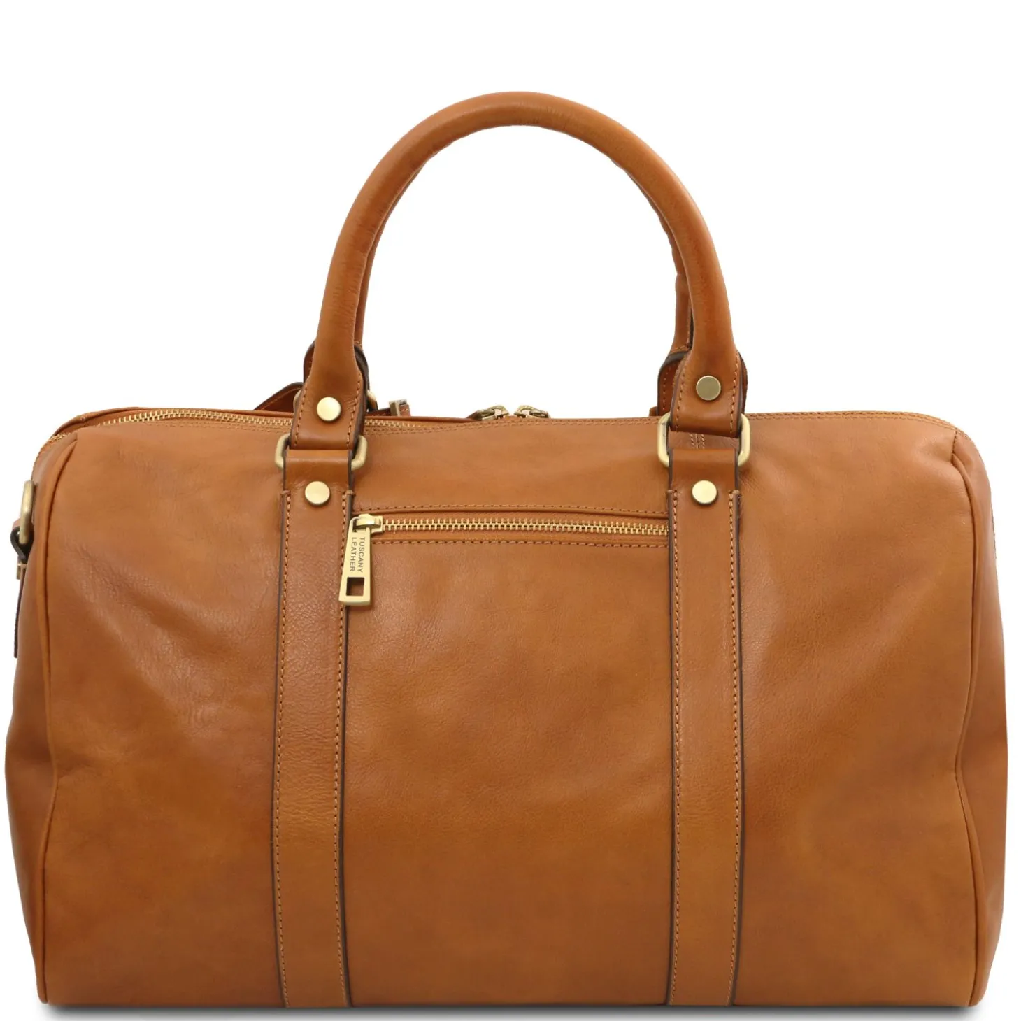 Travel Leather Duffle bag With Pocket on the Back Side - Small Size