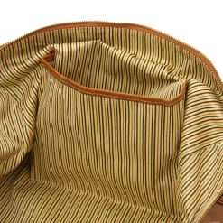 Travel Leather Duffle bag With Pocket on the Back Side - Small Size
