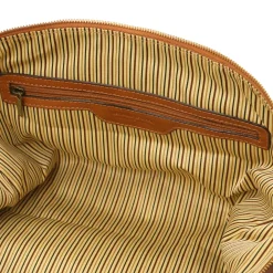 Travel Leather Duffle bag With Pocket on the Back Side - Small Size