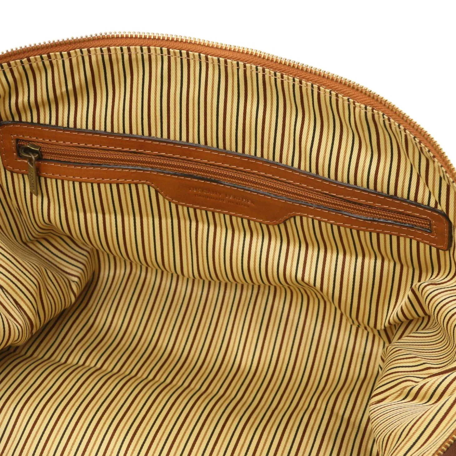 Travel Leather Duffle bag With Pocket on the Back Side - Small Size