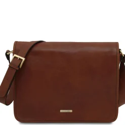 Two Compartments Leather Shoulder bag - Large Size