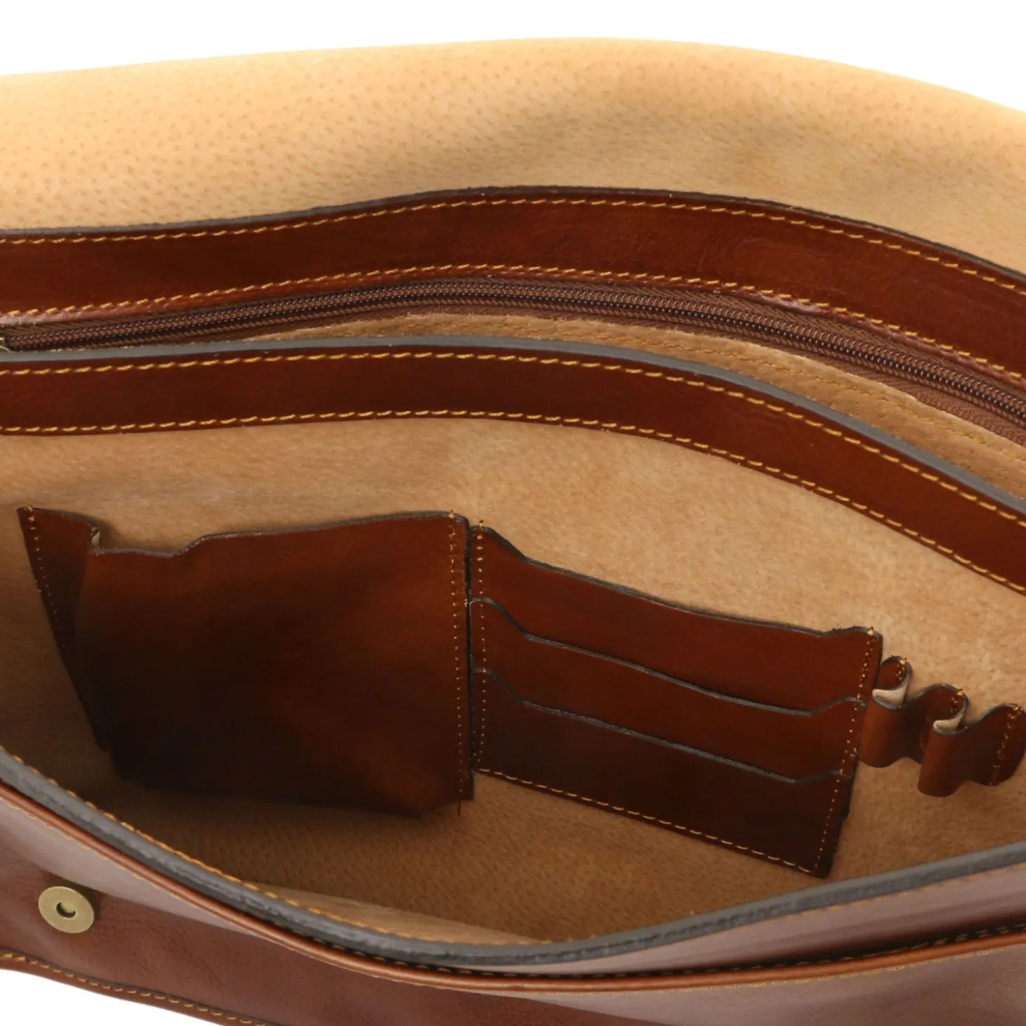 Two Compartments Leather Shoulder bag - Large Size