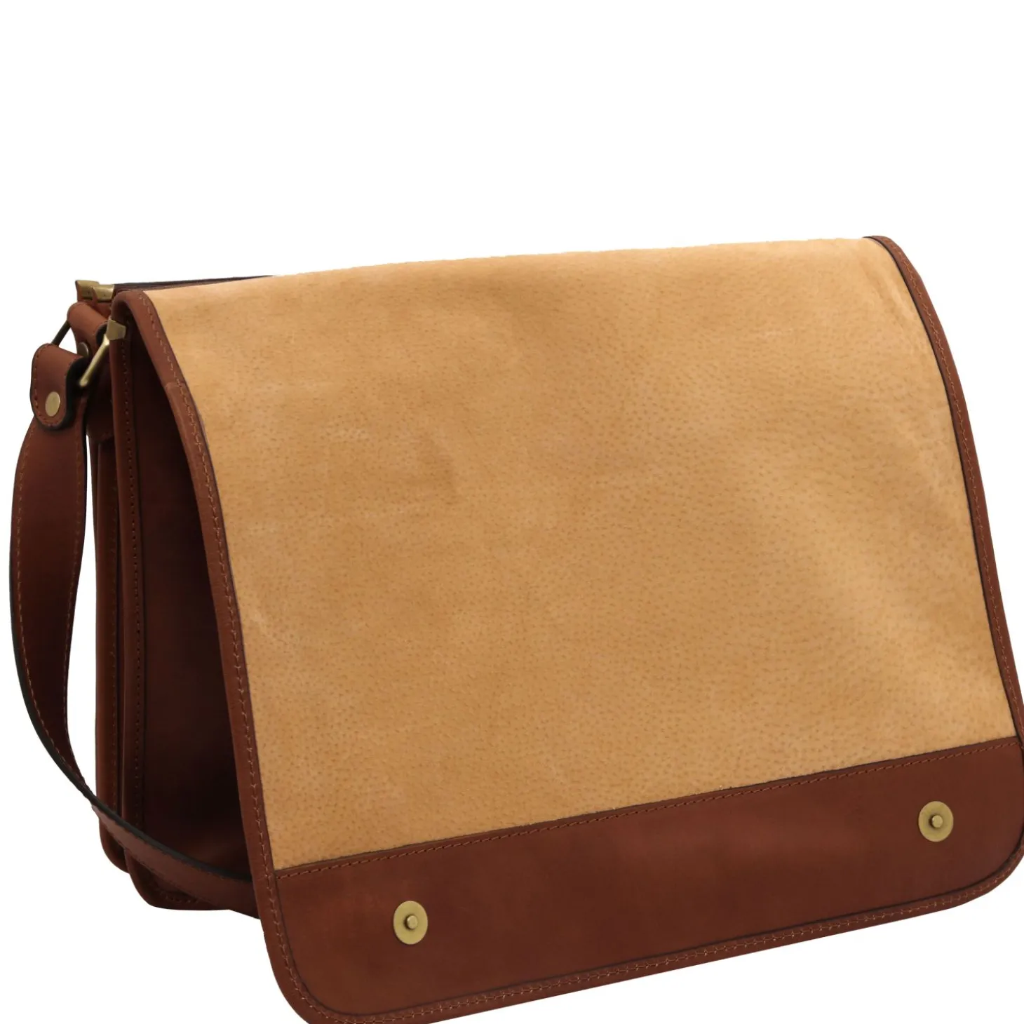 Two Compartments Leather Shoulder bag - Large Size