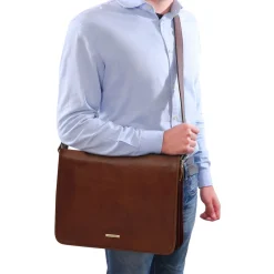 Two Compartments Leather Shoulder bag - Large Size