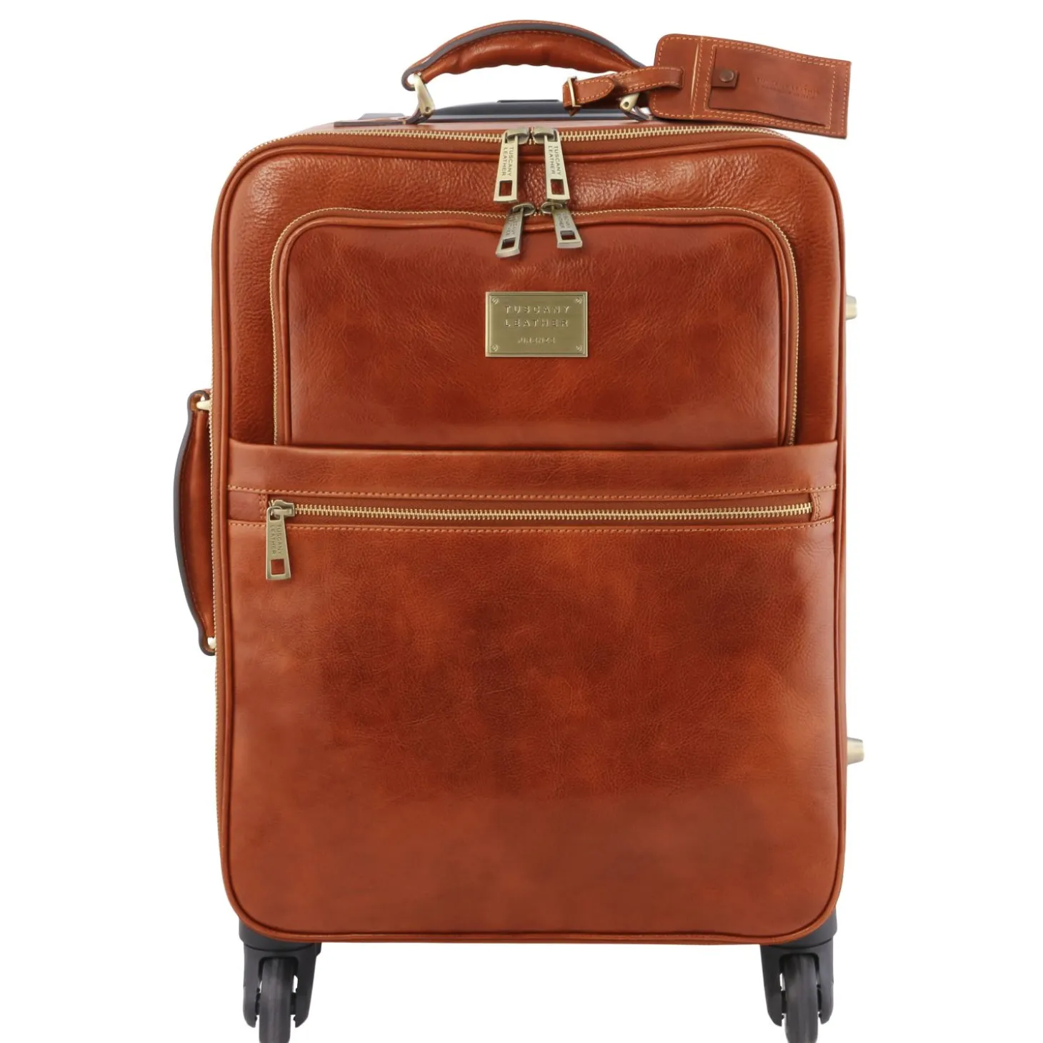 4 Wheels Leather Trolley and Leather TL SMART Laptop Briefcase