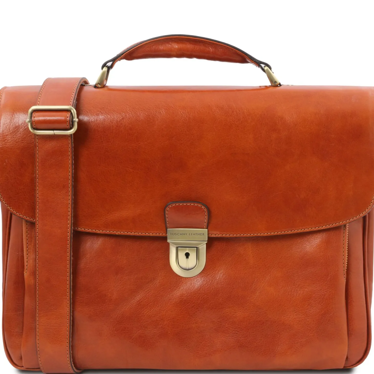 4 Wheels Leather Trolley and Leather TL SMART Laptop Briefcase