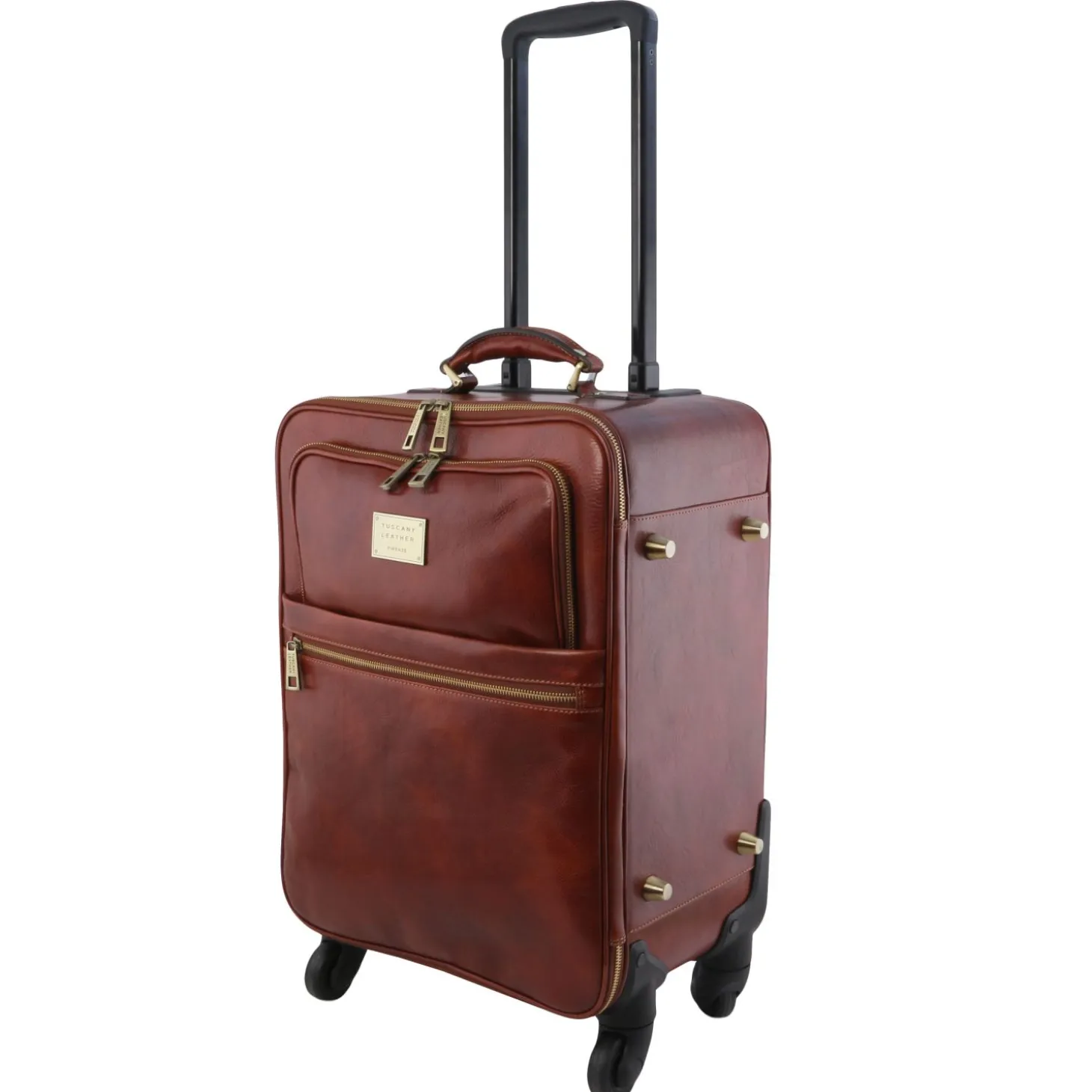 4 Wheels Leather Trolley and Leather TL SMART Laptop Briefcase