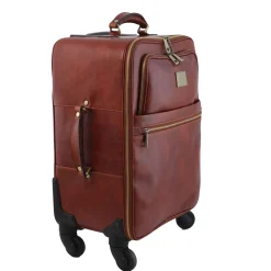 4 Wheels Leather Trolley and Leather TL SMART Laptop Briefcase