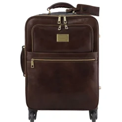 4 Wheels Vertical Leather Trolley