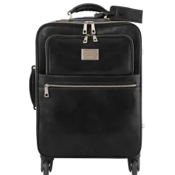 4 Wheels Vertical Leather Trolley