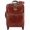 4 Wheels Vertical Leather Trolley