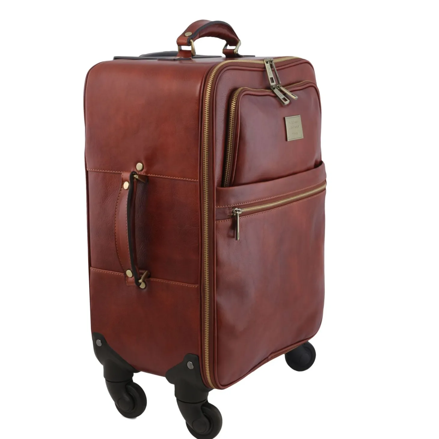 4 Wheels Vertical Leather Trolley