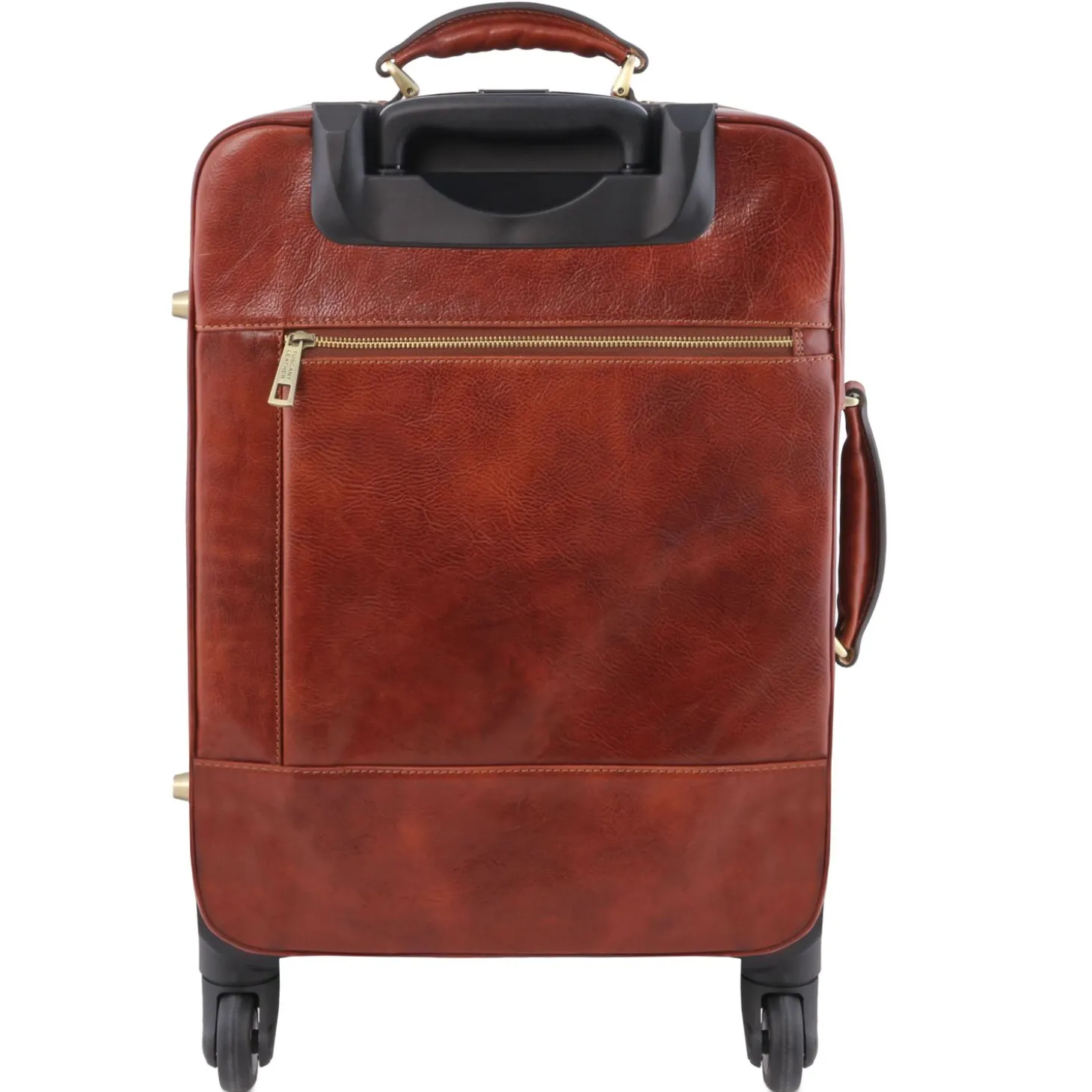 4 Wheels Vertical Leather Trolley