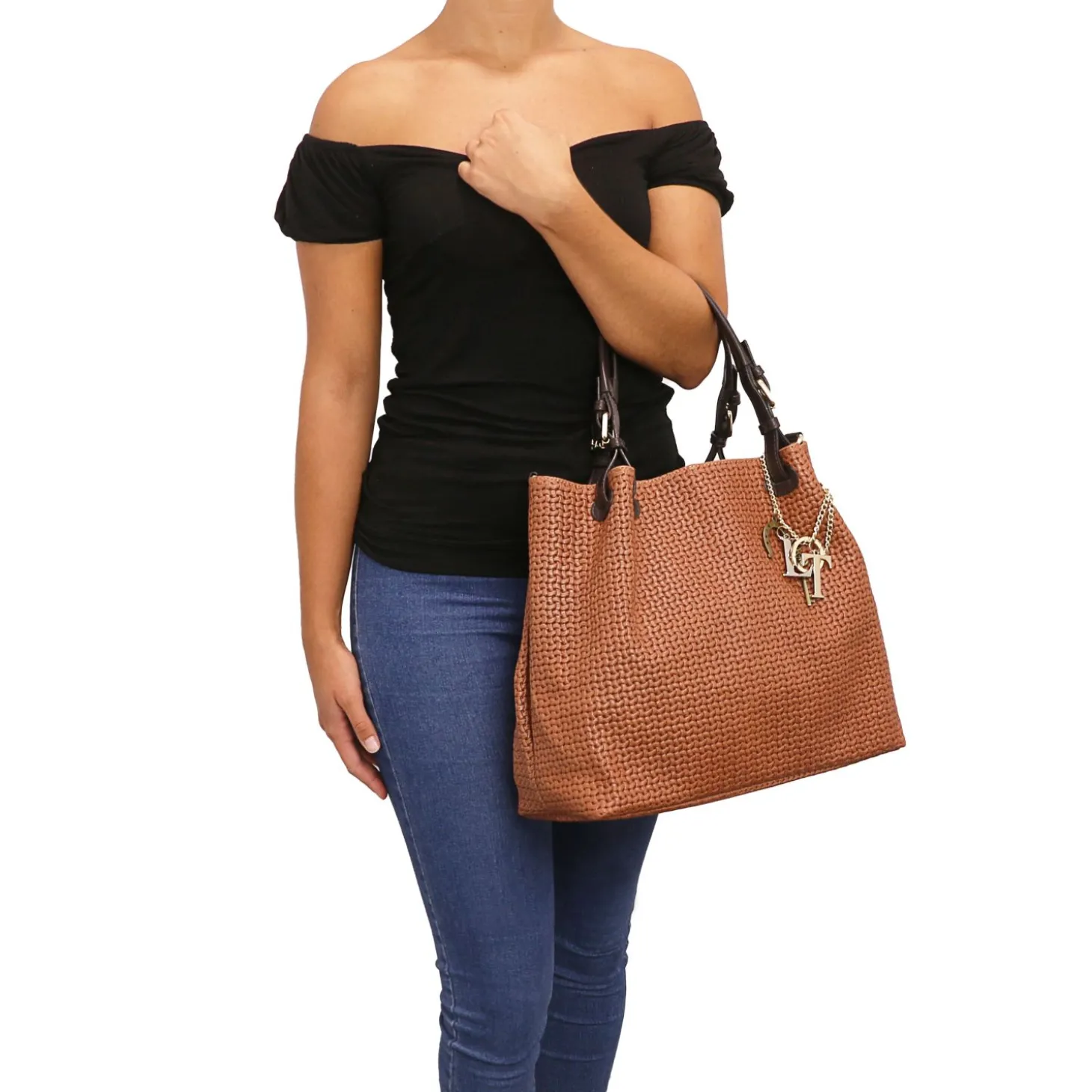 Woven Printed Leather Shopping bag
